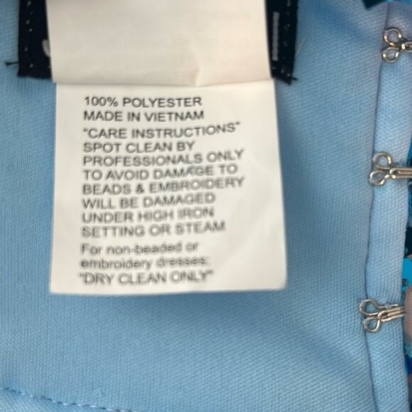 Jovani Fringe Sequin Beaded 2-Piece Mini Dress Prom Party Formal Blue Size 6 - Picture 8 of 10